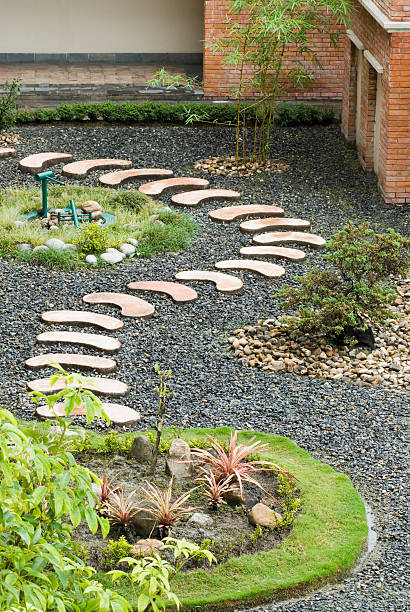 Path in a garden, Katmandu, Nepal stock photo