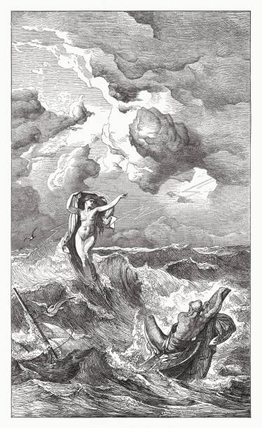 istock Rescue of Ulysses by Leukothea, wood engraving, published in 1881 1402661082