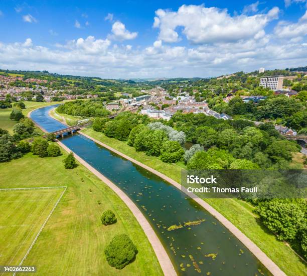 Trainline Crosses River Exe Towards Exeter St Davids Train Station Stock Photo - Download Image Now