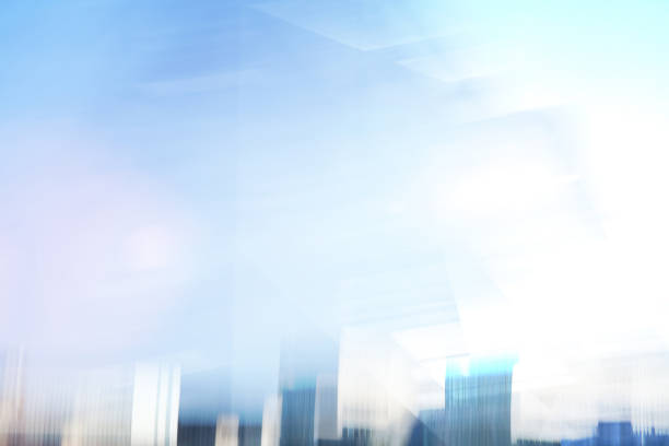 Downtown buildings with blurred motion. Bright colours.