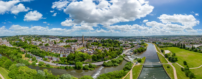 Panorama across Exeter with River and St David's