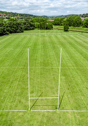 Irish gaelic football field in Dublin - This black and white camera obscura photo is NOT sharp due to camera characteristic. Taken on film with a pinhole camera