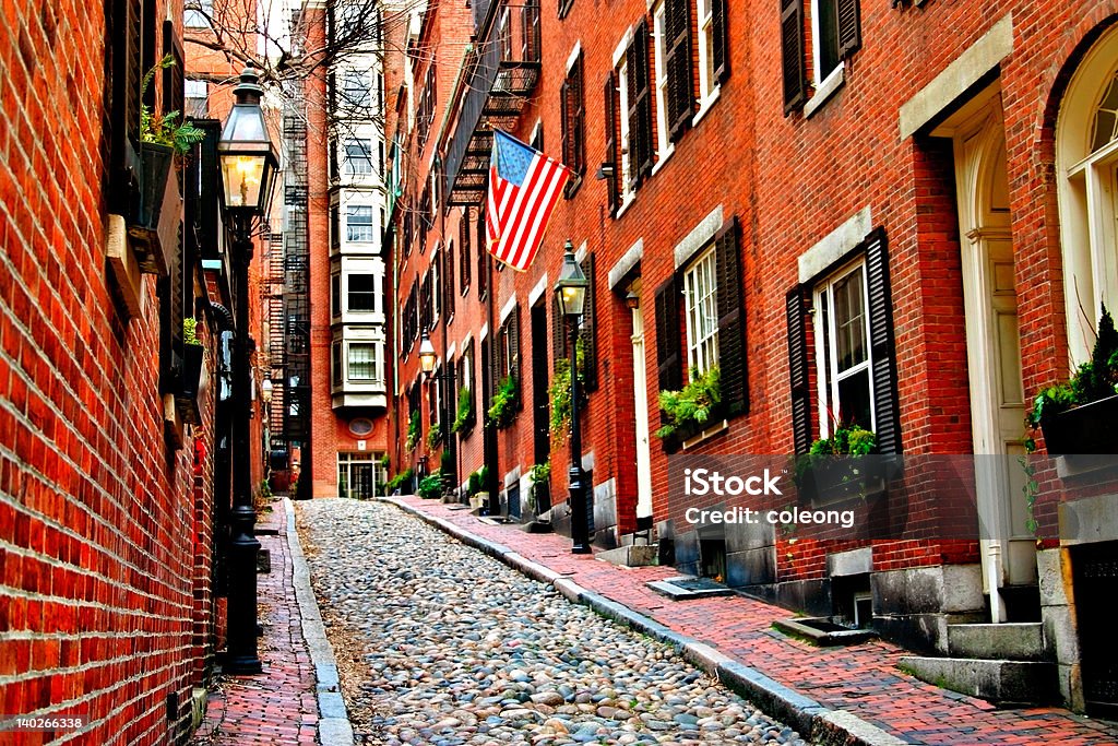 Beacon Hill w Bostonie - Zbiór zdjęć royalty-free (Kamień polny)