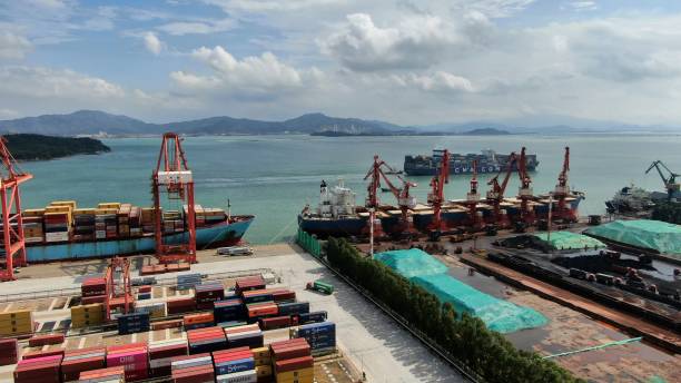 istock Ocean transport ship parked at the pier 1402666987