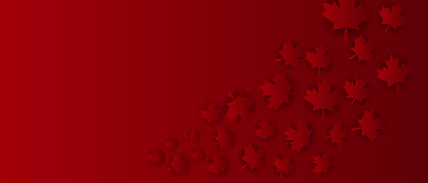 illustrazioni stock, clip art, cartoni animati e icone di tendenza di congratulazioni per il canada day. striscione natalizio con simboli canadesi, foglie d'acero - canadian flag immagine