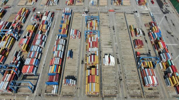 istock Container stacks at the city's trade terminal 1402667252