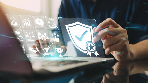 istock Quality assurance standard and certification. Certified internet businesses and services. Compliance to international guarantee. Concept for QA management and ISO certification organization service 1402667867