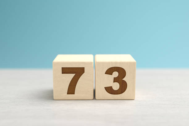istock Wooden toy blocks forming the number 73. 1402670969