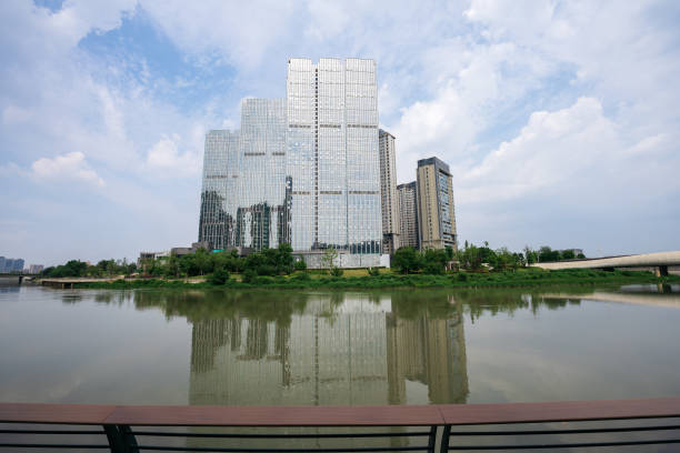 istock Sunny day riverside Chengdu City 1402671143