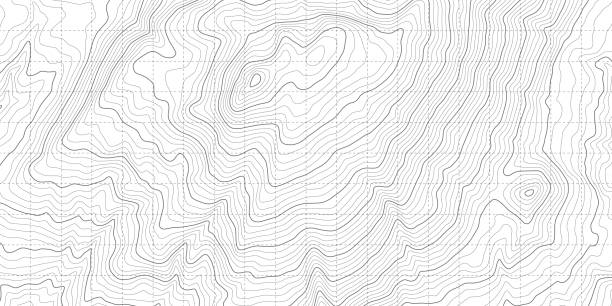 illustrations, cliparts, dessins animés et icônes de vecteur noir blanc contour topographique contour carte abstrait large arrière-plan - surface mine