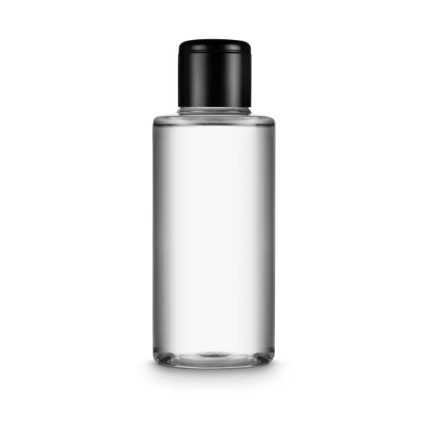 istock Simple transparent plastic bottle with black lid, isolated on white background 1402672743