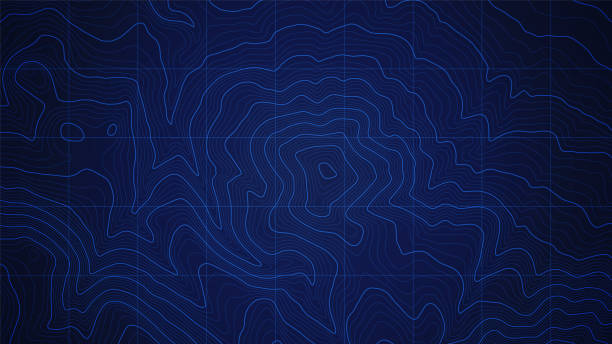 bildbanksillustrationer, clip art samt tecknat material och ikoner med sea depth vector topographic map conceptual user interface dark blue background - relief