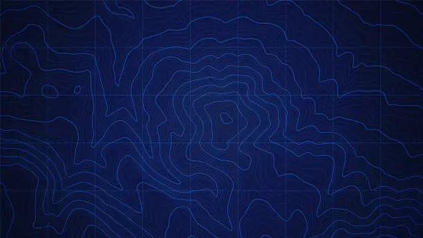 Vector illustration of Sea Depth Vector Topographic Map Conceptual User Interface Dark Blue Background