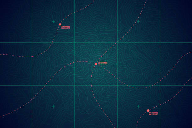 draufsicht auf das gebirge vektor abstract detaillierte topografische konturkarte - global positioning system direction satellite map stock-grafiken, -clipart, -cartoons und -symbole