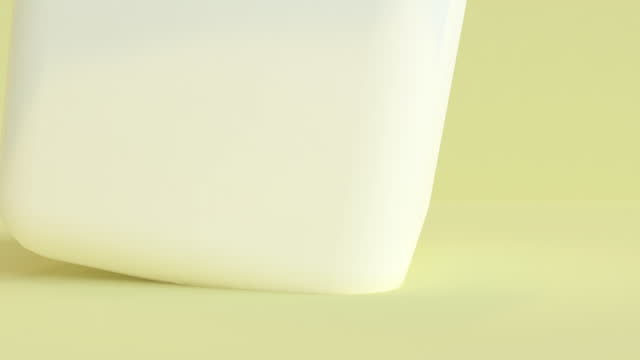 3d white box and sphere floating on yellow background , Motion graphic.