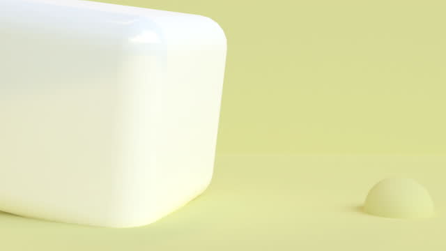 3d white box and sphere floating on yellow background , Motion graphic.