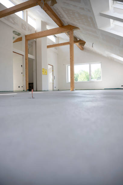 istock freshly cured concrete screed on construction site in family house 1402677682