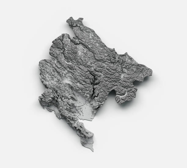 istock Montenegro Map Montenegro Flag Shaded relief Color Height map on white Background 3d illustration 1402678040