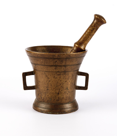 Photo of brass mortar and pestle