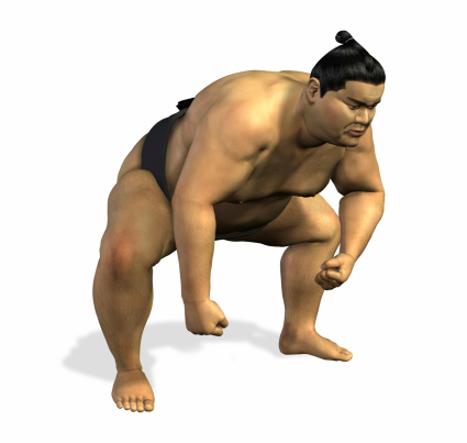 3D render of a Sumo wrestler, isolated on white.