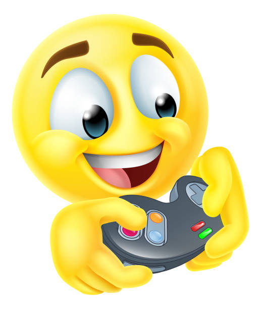 게이머 비디오 게임 만화 이모티콘 이모티콘 얼굴 - retro revival video game joystick gamer stock illustrations