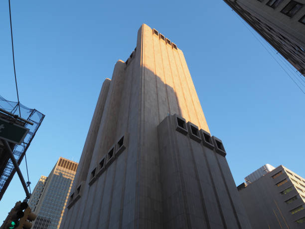New York, USA - June 21, 2019: Image of 33 Thomas Street, a windowless skyscraper situated in Lower Manhattan.