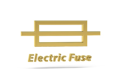 Golden 3d electric fuse icon isolated on white background - 3d render
