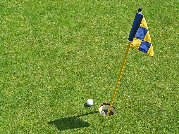 ゴルフボールの上に、カップ - putting golf sports flag short game ストックフォトと画像