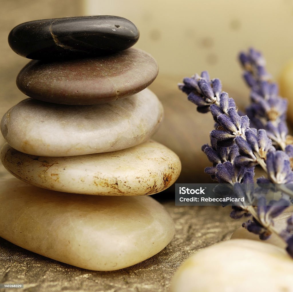 Lavender Zen Lavender and stones Balance Stock Photo