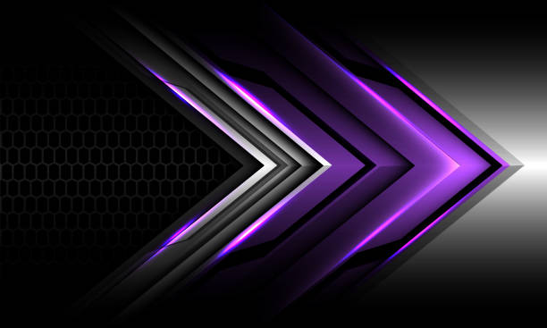 istock Abstract purple black metallic arrow direction geometric with grey hexagon mesh design modern futuristic technology background vector 1402684769