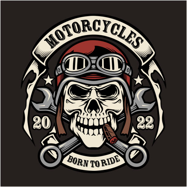 Skull motorcycles mascot Illustration of skull motorcycles mascot biker stock illustrations