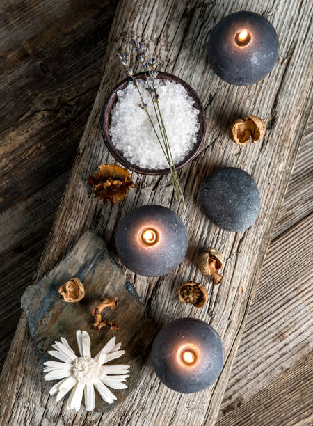 istock Spa still life on wooden background, top view. 1402687415