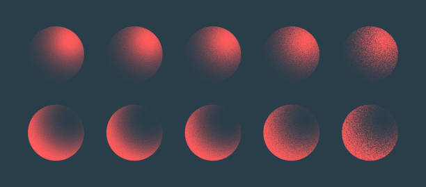 Various Degree Noise Red Grainy Sphere Vector Trendy Abstract Graphic Background Various Degree Noise Pale Red Grainy Textured Sphere Forms Vector Trendy Abstract Graphic Background. Different Handdrawn Dotted Light Shadow 3D Ball Figures Isolate Design Elements Texture Collection red textured background stock illustrations