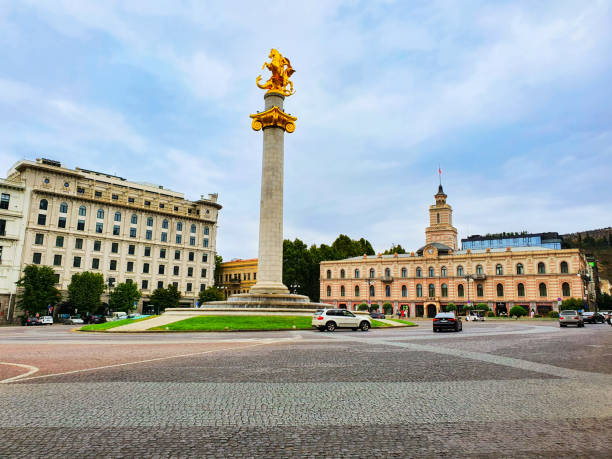 Tbilisi old town in Georgia Tbilisi, Georgia - September 05, 2021: St. George monument at Freedom Square or Liberty Square in Tbilisi old town. Tbilisi is the capital and the largest city of Georgia on the Kura River. prince george photos stock pictures, royalty-free photos & images