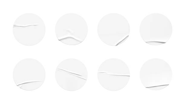 折り目付きの白い紙のステッカーの現実的なセット。 - ラベル点のイラスト素材／クリップアート素材／マンガ素材／アイコン素材
