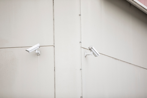Security Cameras on Corner of a Building.