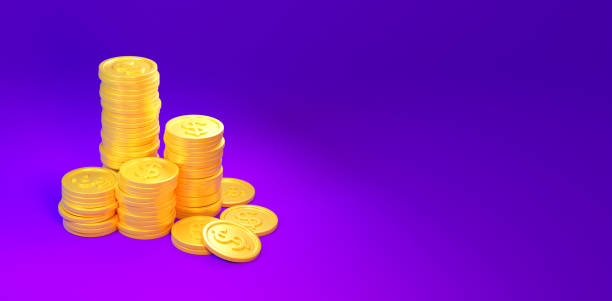 istock 3d stack of golden dollars coins. 1402694007
