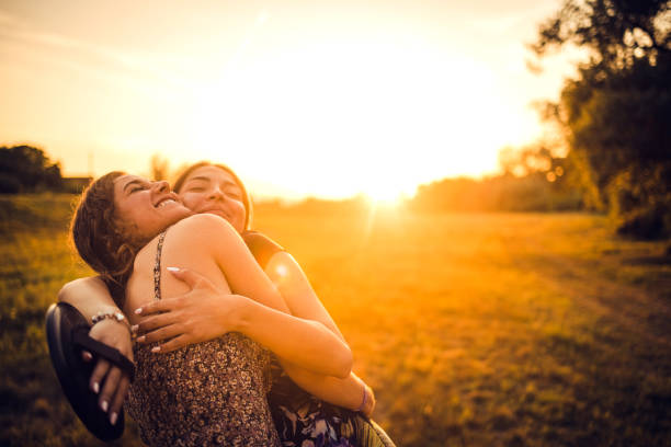 Two beautiful women having fun