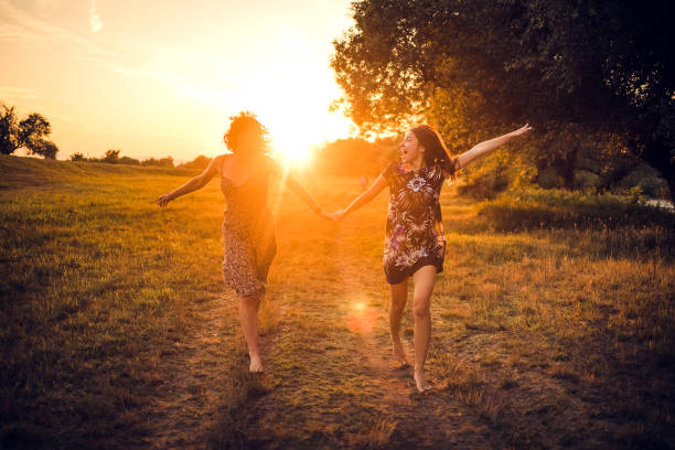 Two beautiful women having fun