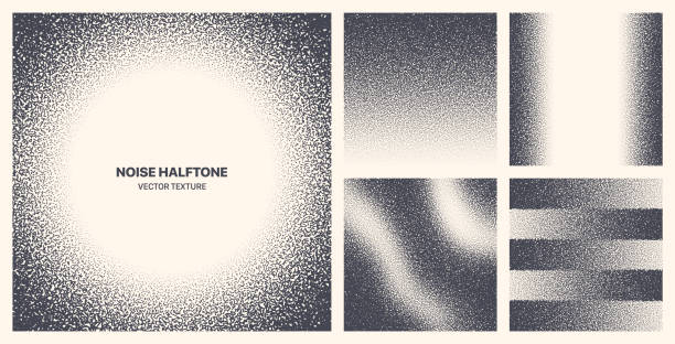 různé kontrastní černý šum polotónová kolekce rough texture vector - efekt tečkování stock ilustrace