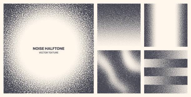 berbagai macam kontras black noise halftone rough texture vector collection - tekstur ilustrasi stok