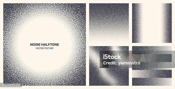 istock Assorted Various Contrast Black Noise Halftone Rough Texture Vector Collection 1402695552