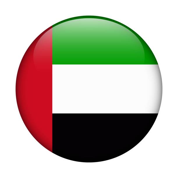 ilustrações, clipart, desenhos animados e ícones de bandeira nacional dos emirados árabes unidos. ícone vetorial. botão de vidro para web, app, ui. faixa brilhante. - united arab emirates flag united arab emirates flag interface icons