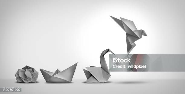 Changing For Success Stock Photo - Download Image Now - Change, Origami, Evolution