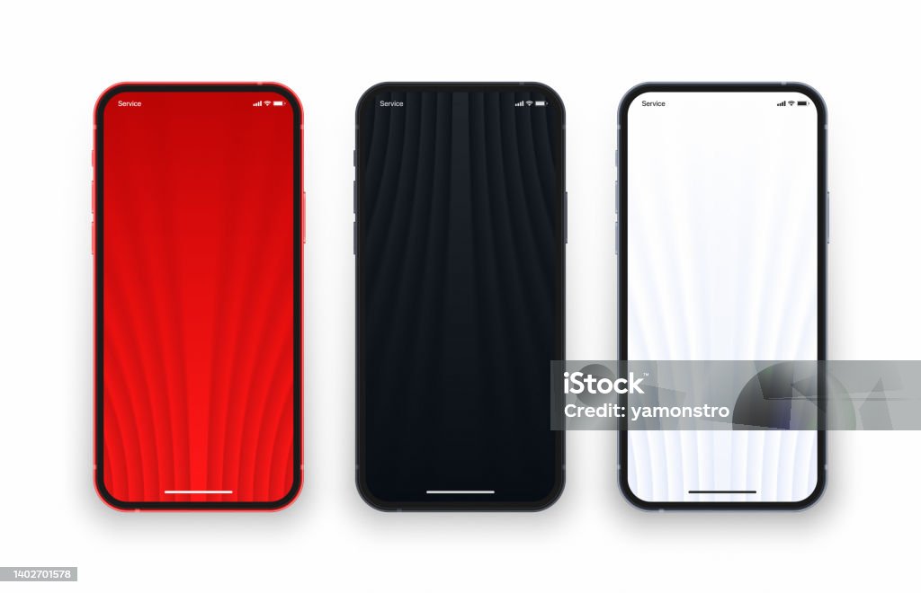 Various Red Black White 3d Smooth Blur Wallpaper Set On Mobile Phone Screen  Stock Illustration - Download Image Now - iStock