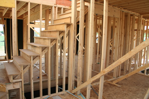 Rough Framed interior Stairs and Walls using Chipboard floors, and dimensional lumber