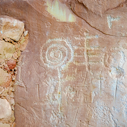 Step House petroglyphs, Mesa Verde National Park, Colorado, USA.