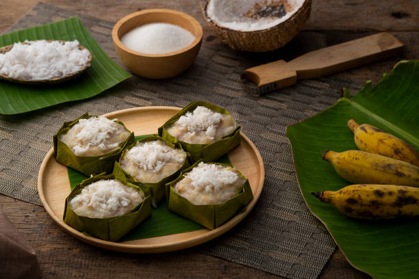 istock Steamed banana with coconut cake 1402704282