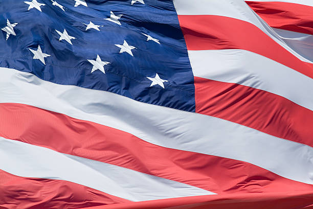 istock Old glory American flag waving in the wind close up 140270791