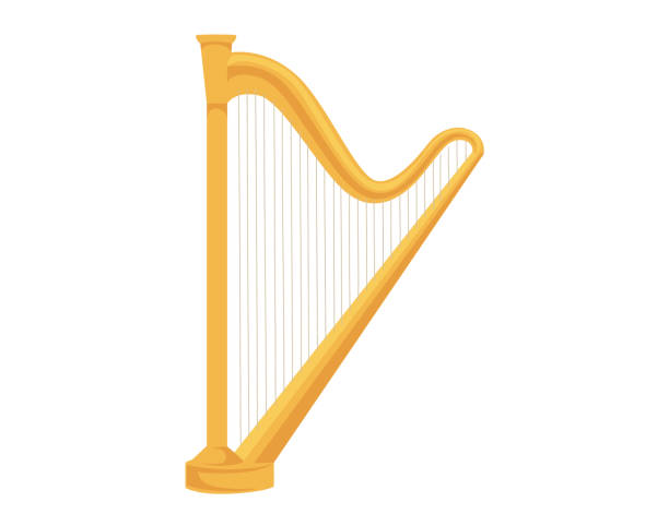 istock Classic golden greek harp flat vector illustration isolated on white background 1402709944